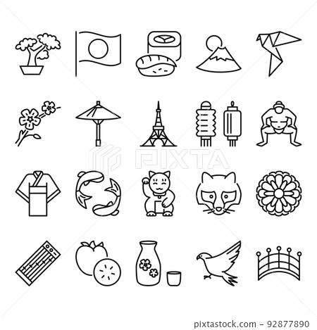 Japan icon set in line style 92877890