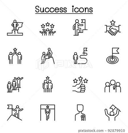 Success icon set in thin line style Success icon set in thin line style 92879910
