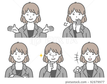 一個穿著西裝的女人，表情令人作嘔 92879977