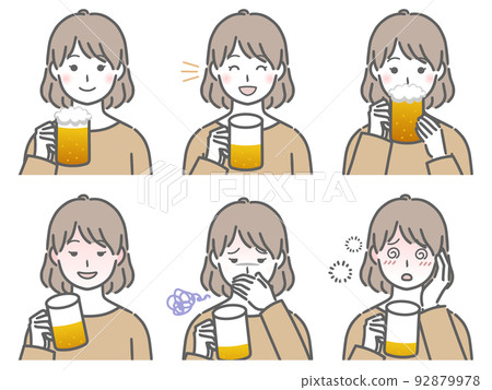 一個穿著便衣喝酒的年輕女子 92879978