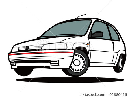 French compact car jump white car illustration 92880416