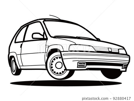 法國緊湊型汽車跳躍著色書風格汽車插圖 法國緊湊型汽車跳躍著色書風格汽車插圖 92880417