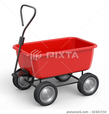 Garden wheelbarrow isolated on white background. Handcart with wheel. Garden wheelbarrow isolated on white background. Handcart with wheel. 92881550
