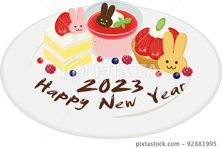 rabbit year dessert plate 92881995
