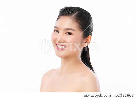 Beautiful young asian woman with clean fresh skin on white background, Face care, Facial treatment, Cosmetology, beauty and spa, Asian women portrait. Beautiful young asian woman with clean fresh skin on white background, Face care, Facial treatment, Cosmetology, beauty and spa, Asian women portrait. 92882668