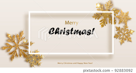 Background of shiny snowflakes with frame 92883092