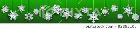 Banner of large paper Christmas hanging snowflakes 92883103