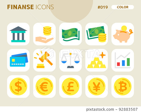 Finance-related color style icon set_019 Finance-related color style icon set_019 92883507
