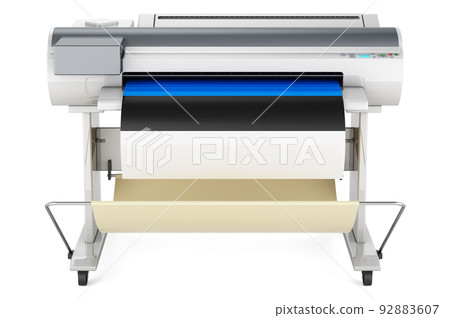 Wide format printer, plotter with Estonian flag. 3D rendering Wide format printer, plotter with Estonian flag. 3D rendering 92883607