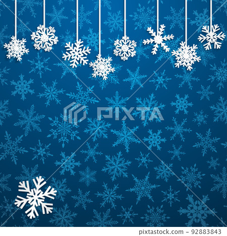 Background with hanging snowflakes Background with hanging snowflakes 92883843