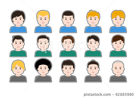 男性頭像/圖標/插圖集/鑲邊 92883980