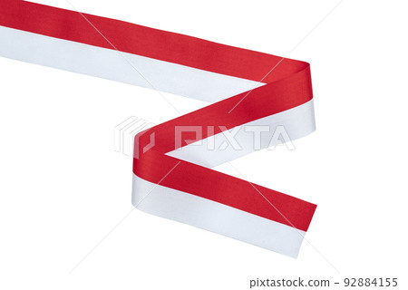 Ribbon with the red and white color of the Indonesian flag Ribbon with the red and white color of the Indonesian flag 92884155