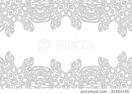 Line art for coloring book with geometric border Line art for coloring book with geometric border 92884199