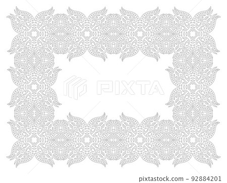 Line art for coloring book with vintage frame Line art for coloring book with vintage frame 92884201
