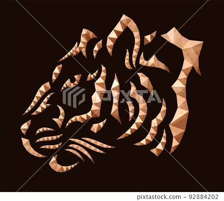 Low poly art with colorful brown tiger head Low poly art with colorful brown tiger head 92884202