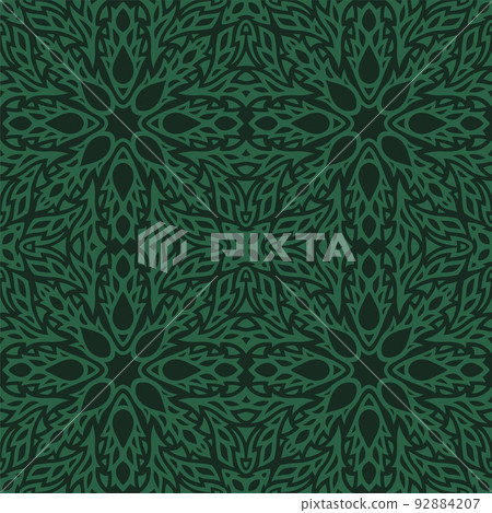 Vector art with green organic tile pattern Vector art with green organic tile pattern 92884207