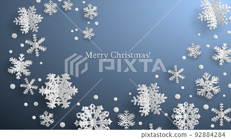 Christmas background with three-dimensional paper snowflakes Christmas background with three-dimensional paper snowflakes 92884284