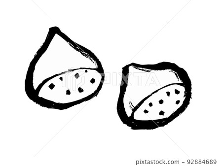 板栗日式插畫素材單色線描 92884689