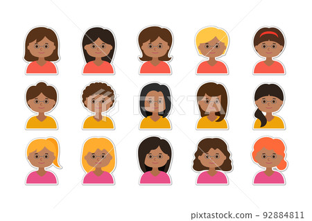 Glasses / female avatar / icon / black / illustration set / bordered Glasses / female avatar / icon / black / illustration set / bordered 92884811