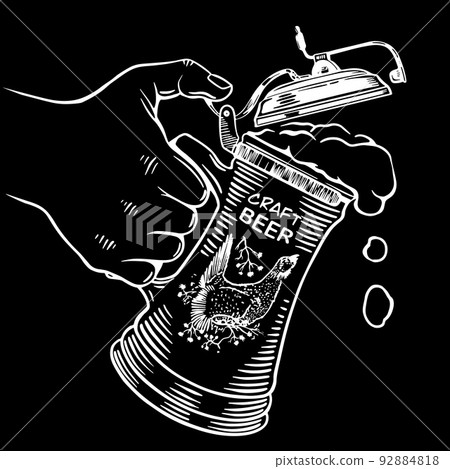 Pint of beer sketch hand drawn black background Pint of beer sketch hand drawn black background 92884818