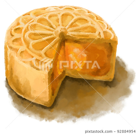 Mid autumn festival mooncake watercolor painting artistic illustration 92884954
