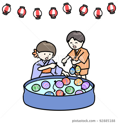 孩子們在節日里玩溜溜球釣魚 孩子們在節日里玩溜溜球釣魚 92885188