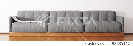 Grey sofa, interior design of modern living room with sofa, white plaid 3d rendering Grey sofa, interior design of modern living room with sofa, white plaid 3d rendering 92885447