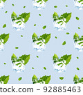 Seamless Mojito pattern. Fresh mint leaves and ice cubes 92885463