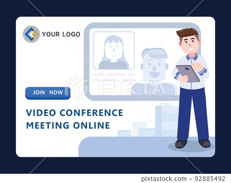 Business video conference meeting online , communication, cartoon character vector illustration. Business video conference meeting online , communication, cartoon character vector illustration. 92885492