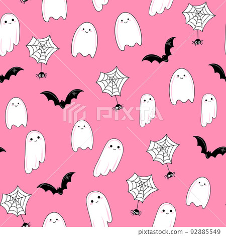 Vector Cute seamless pattern with ghosts and... - Stock Illustration ...