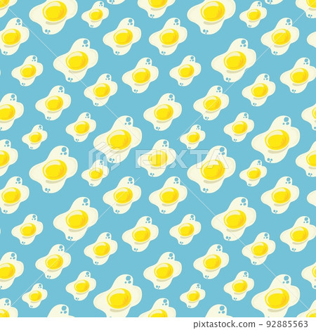 Trendy seamless pattern with scrambled eggs for breakfast. Background for the kitchen. Trendy seamless pattern with scrambled eggs for breakfast. Background for the kitchen. 92885563