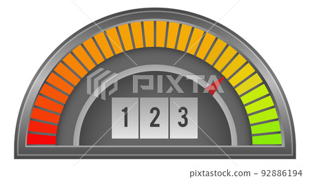 Score indicator icon. Half circle color gauge 92886194