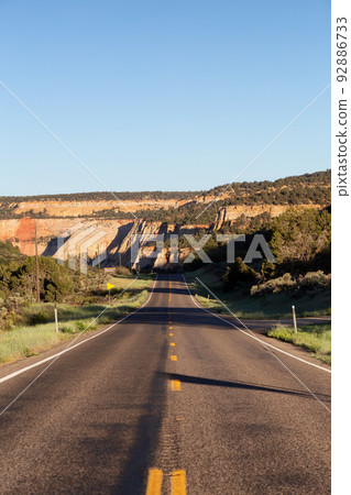 Scenic Road in American Mountain Landscape. Scenic Road in American Mountain Landscape. 92886733