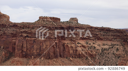 Scenic American Landscape and Red Rock Mountains in Desert Canyon. Scenic American Landscape and Red Rock Mountains in Desert Canyon. 92886749
