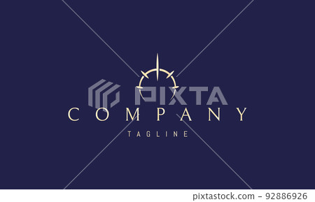 Vector golden logo on which an abstract image of an eclipse with rays of light. Vector golden logo on which an abstract image of an eclipse with rays of light. 92886926