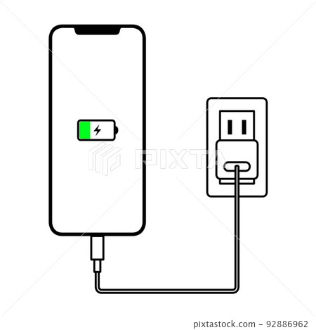 正在充電的智能手機的插圖 92886962