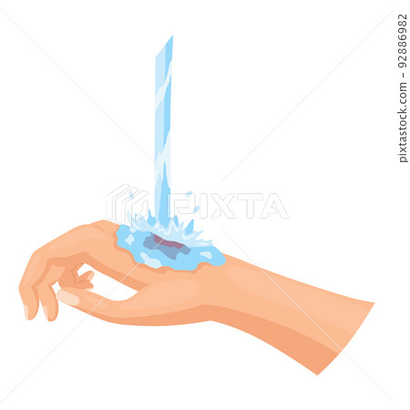 Hands injured skin and procedures of wound cleaning. First aid for wound. Medicine cure or treatment. First emergency help for human hand trauma 92886982