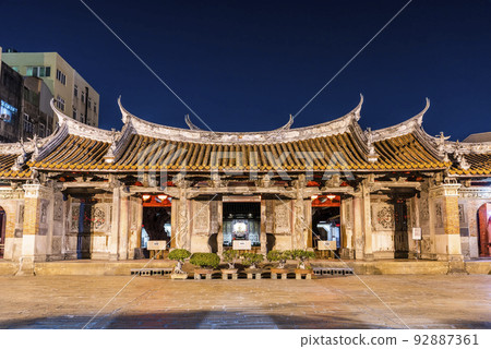 The building view of Lukang Lung-shan Temple in Changhua, Taiwan. It is a famous tourist attraction in Changhua County. 92887361