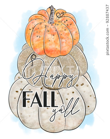 Colorful fall pumpkin composition, autumn decoration elements, isolated on white background. Colorful fall pumpkin composition, autumn decoration elements, isolated on white background. 92887437