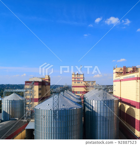 Grain Silo in Ukraine near battlefield. Kherson region. Ukraine. Grain Silo in Ukraine near battlefield. Kherson region. Ukraine. 92887523
