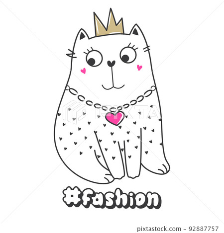 Cute kitty in cartoon sketch style. Doodle cats. 92887757