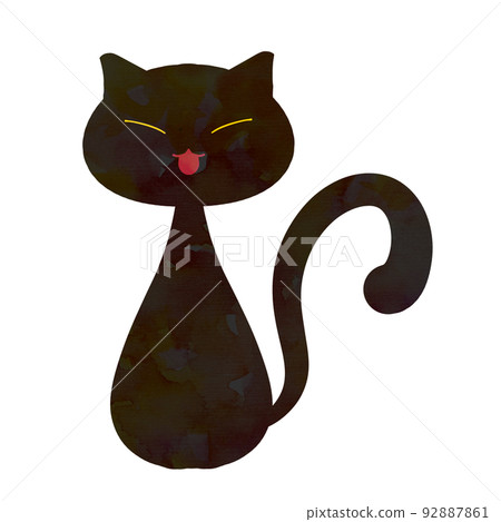 Halloween black cat smile watercolor style 92887861