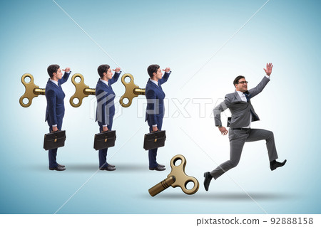 Concept of businessman escaping from office routine 92888158