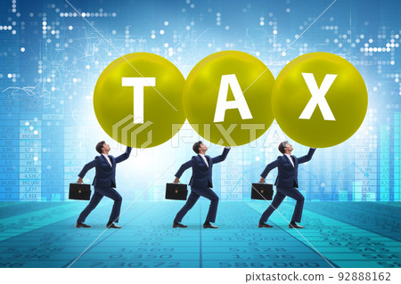 Tax burden concept with businessmen 92888162