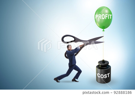 Concept of profit and cost with businessman Concept of profit and cost with businessman 92888186