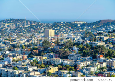 Urban residential area with dense houses in San Francisco, CA 92888939