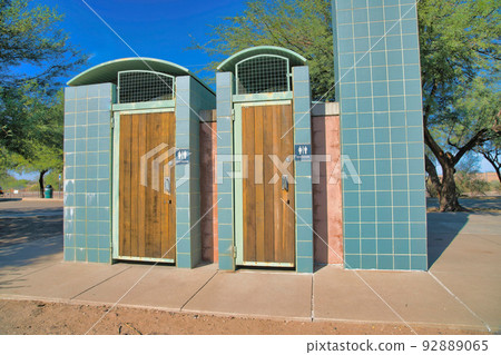 Public restrooms for both men and women at Sweetwater Wetlands in Tucson, Arizona 92889065