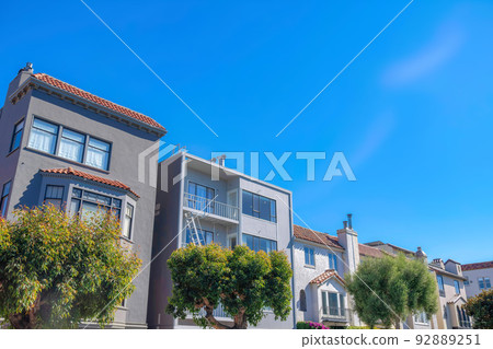 Neighborhood in San Francisco, California with modern mediterranean homes Neighborhood in San Francisco, California with modern mediterranean homes 92889251