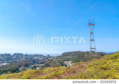 Dense houses in a neighborhood near the Sutro Tower in San Francisco, California Dense houses in a neighborhood near the Sutro Tower in San Francisco, California 92889858