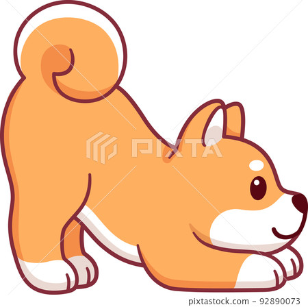 Cute Shiba Inu Yoga Downward Facing Dog - Stock Illustration [92890073 ...